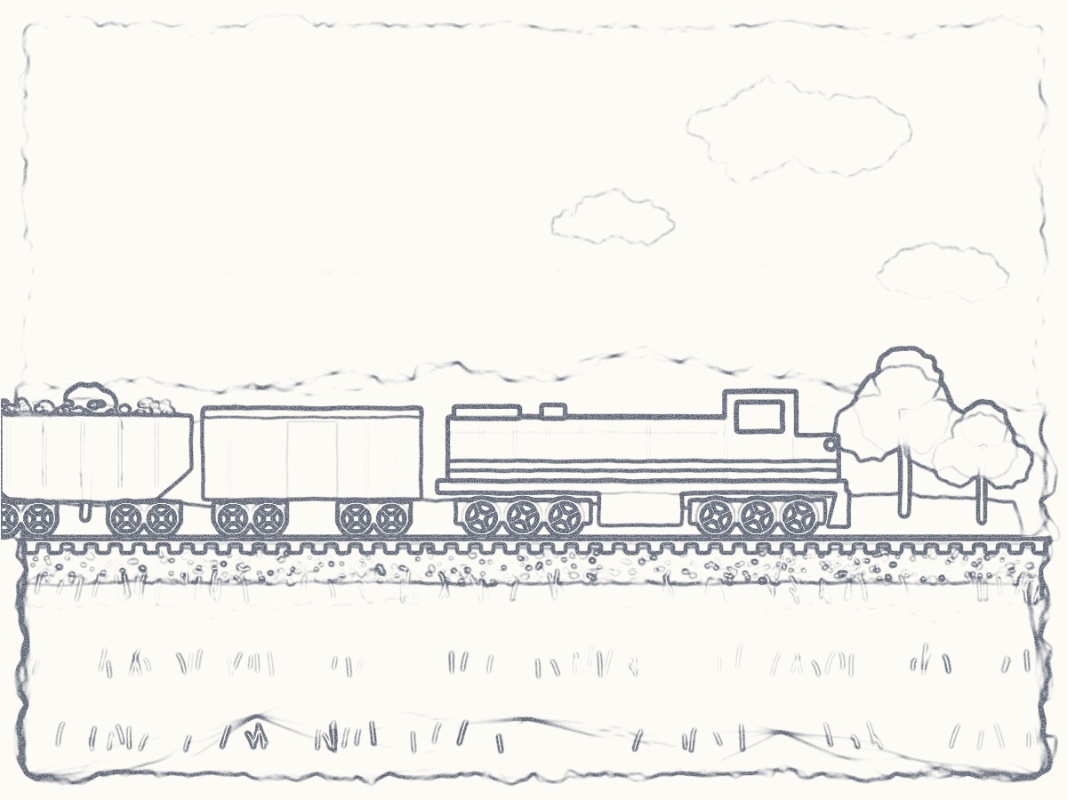 A pencil drawing waiting for paint: the first page of the story.